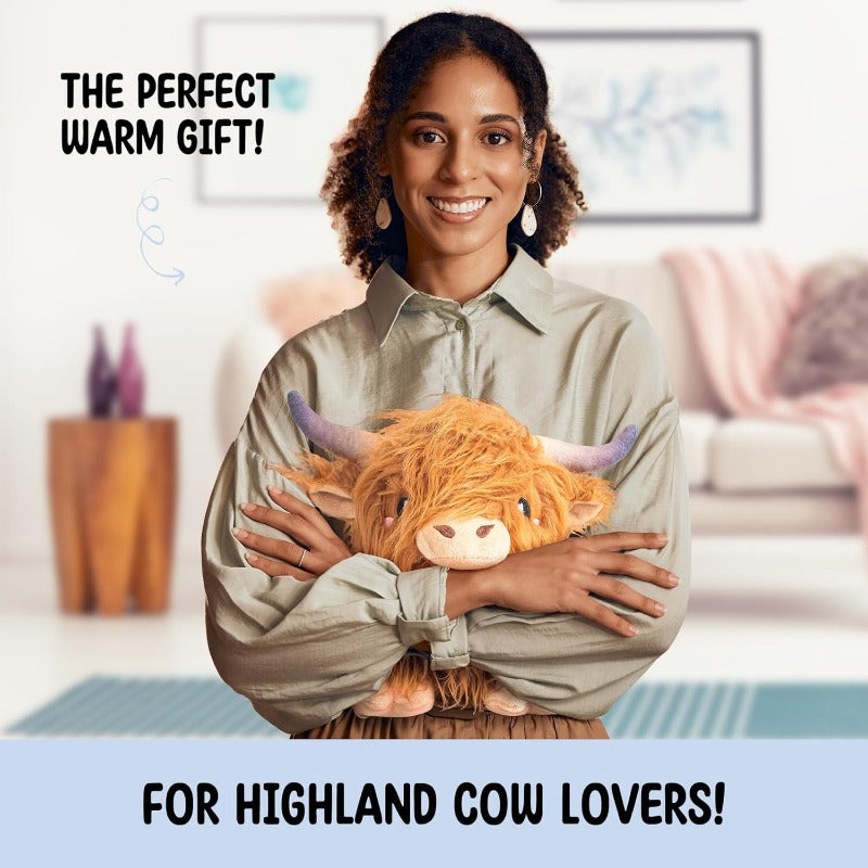 Hot SaleHighland Cow Microwavable 1.5lbs Unscented Heating Pad for Women and Cute Soft Cozy Pillow Plush Heatable Warm Stuffed Animals Kawaii Hot and Cold Plushie Toy Cow Gifts for Girls and BoysUS Warehouse