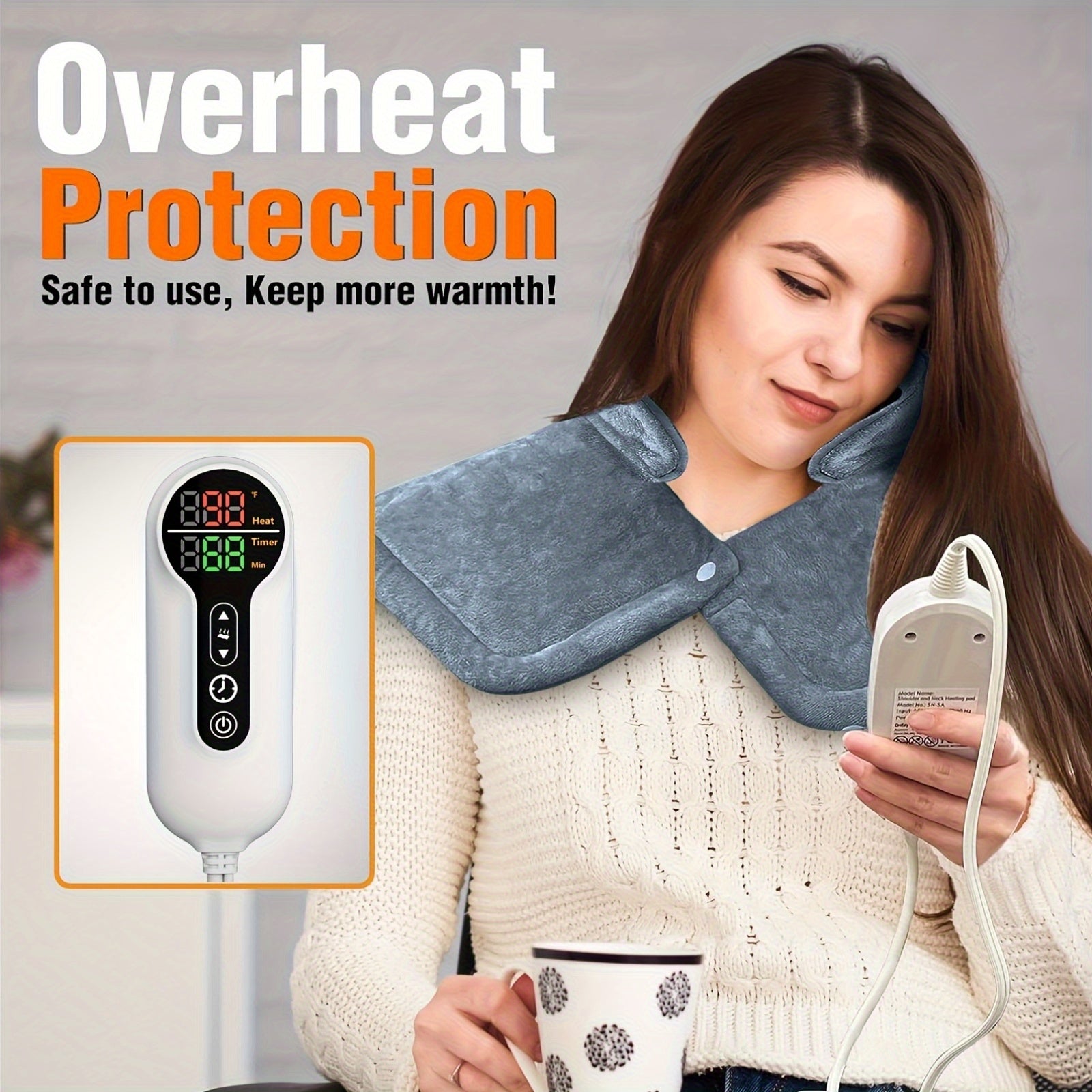 Heating Pad For Neck And Shoulders And Back, Valentines Day Gifts For Her Him Women Men Mom Wife, Heating Pad For Back, 6 Heat Settings, 4 Timers Auto-Off, 22"x37" Neck Heating Pad, Local Warehouse
