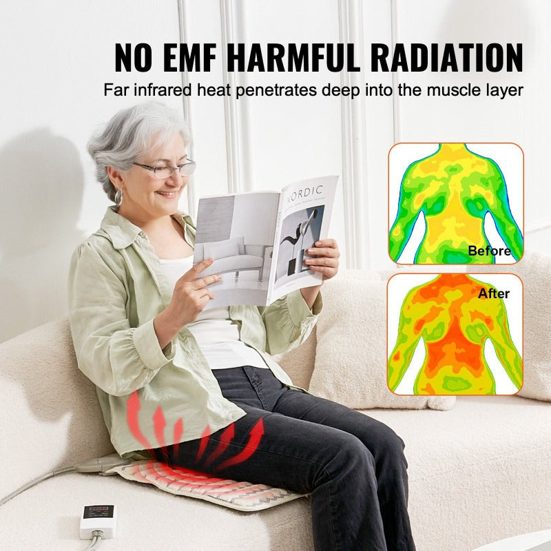 Far Infrared Heating Pad with Amethyst Gemstones & Negative Ions - 3-Speed Adjustable, 3-Color Modes (Purple/White/Black), 3-Level Intensity, 3-Color Temperature (Purple/White/Black), 3-Level Timer
