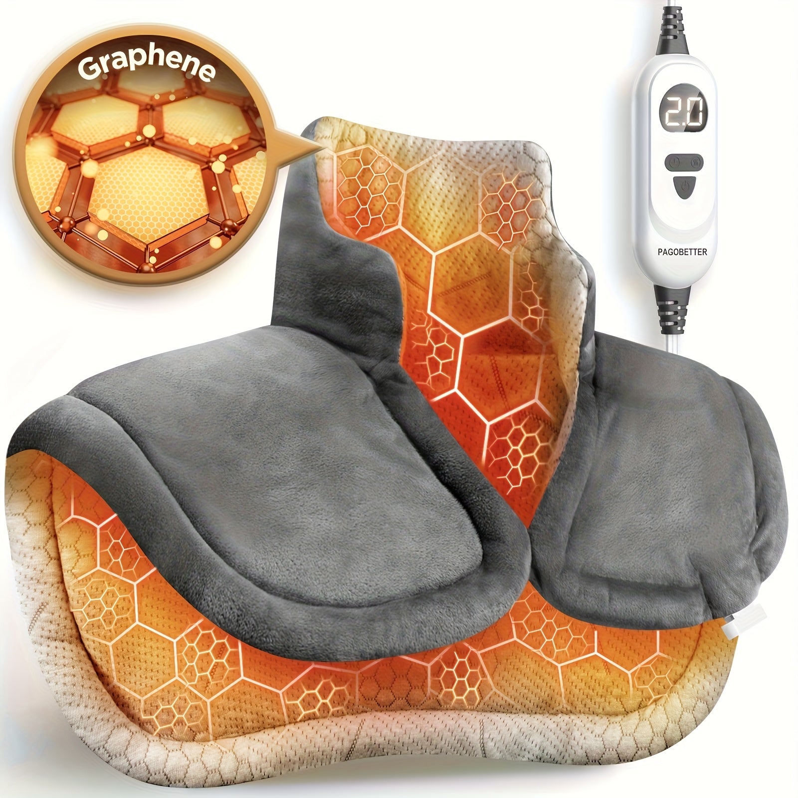 Graphene Heating Pad for Neck, Shoulders, Back, Legs, Arms - Extra Large 22x18 Inches, Fast Heating Pad with 6 Heat Settings (Up to 150°F), Auto Shut-Off, Weighted Electric Pad with Soft Plush Fabric - Ideal Gift for Women, Men, Mom, Dad - Birthday,