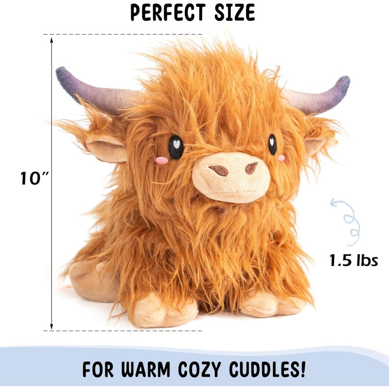 Hot SaleHighland Cow Microwavable 1.5lbs Unscented Heating Pad for Women and Cute Soft Cozy Pillow Plush Heatable Warm Stuffed Animals Kawaii Hot and Cold Plushie Toy Cow Gifts for Girls and BoysUS Warehouse