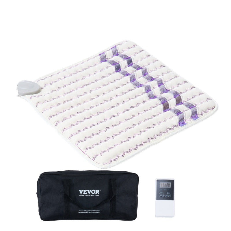 Far Infrared Heating Pad with Amethyst Gemstones & Negative Ions - 3-Speed Adjustable, 3-Color Modes (Purple/White/Black), 3-Level Intensity, 3-Color Temperature (Purple/White/Black), 3-Level Timer