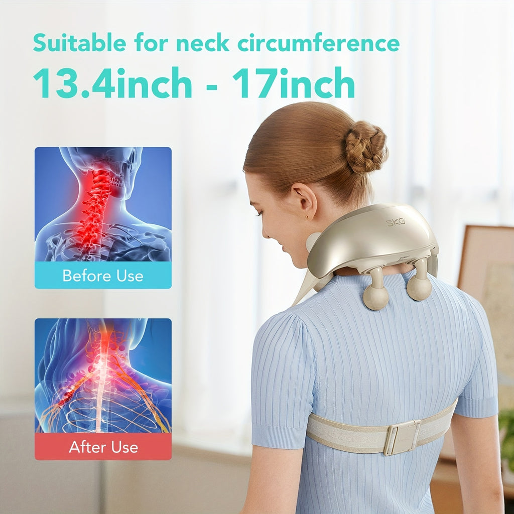 SKG 6D Shiatsu Electric Massager with Heat, Deep Tissue Kneading & USB-Powered Portable Full-Body Massager with 64-Heat Zones, Overheat Protection, Hand-Free Operation for Neck, Back, Legs, Waist, Arms, Head - Ideal Gift for Men & Women (Compatible with