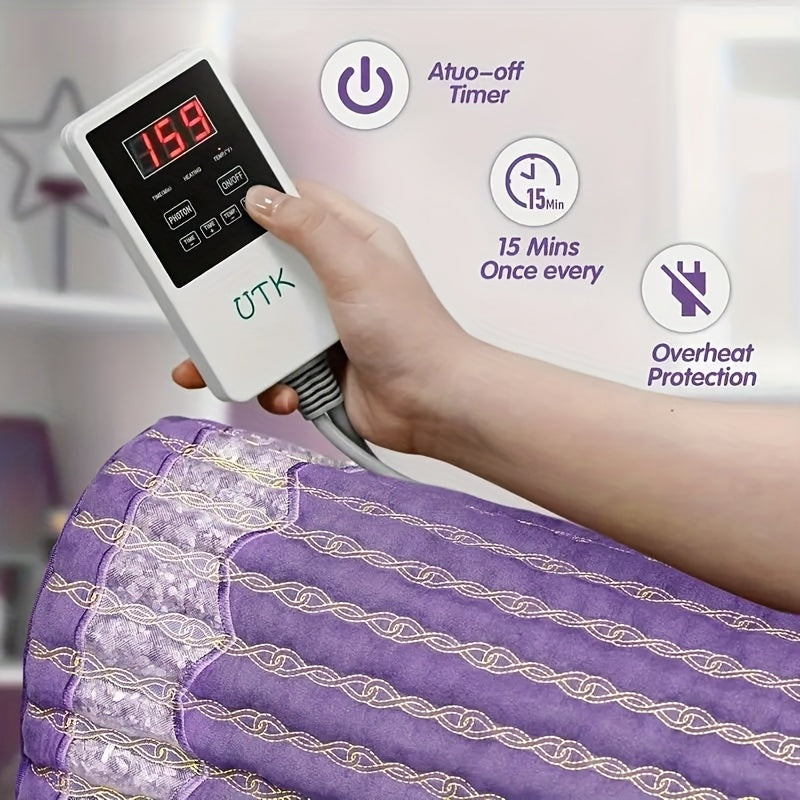 UTK -24 Inch X 16 Inch Large Back Heating Pad with USB Power | Memory Function And Automatic Shutdown | Portable Storage Bag | Suitable for Yoga Meditation | Soft And Light Beige Friendly Fabric | Thoughtful Gift for Parents