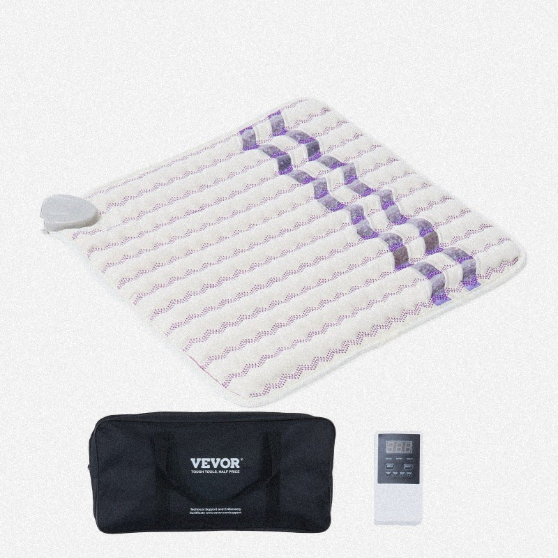 Far Infrared Heating Pad with Amethyst Gemstones & Negative Ions - 3-Speed Adjustable, 3-Color Modes (Purple/White/Black), 3-Level Intensity, 3-Color Temperature (Purple/White/Black), 3-Level Timer