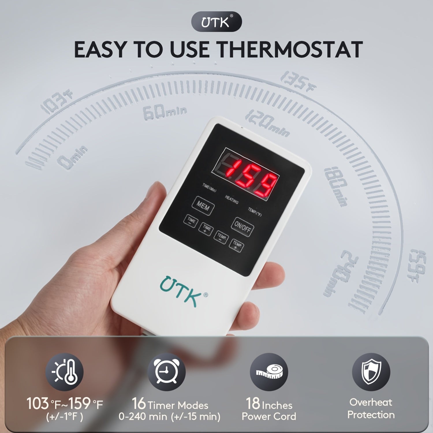 UTK Grade Hot Compress Pad, Multi-level Precise Temperature Control, Automatic Timed Shutdown, Constant Temperature Heating, Suitable for Office, Home And Use, A Gift for Family Members, Home Device, Therapeutic Heat Application, Heated Pad, Ultrathermic