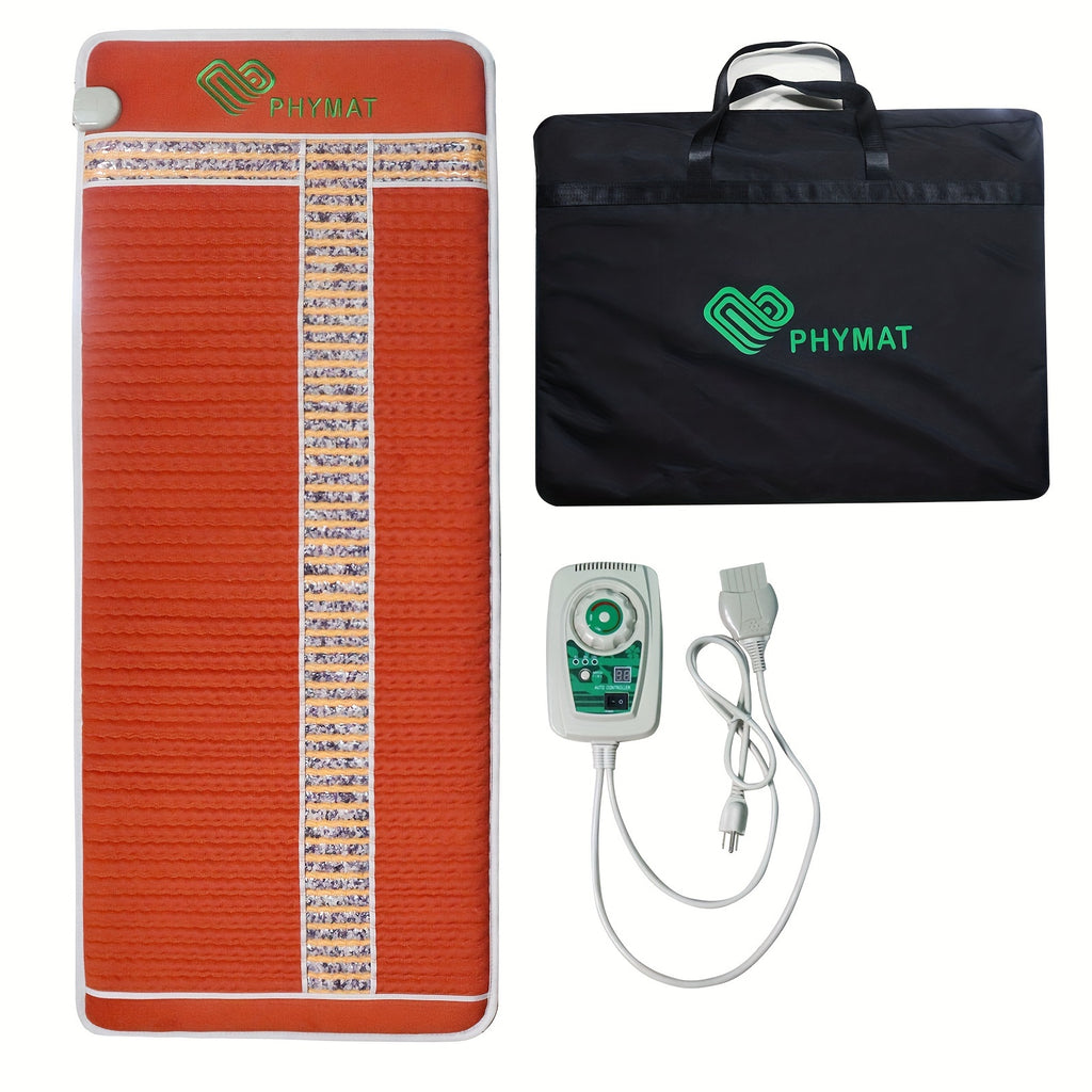 PHYMAT Hot Stone Massage Mat, Amethyst Crystal Stones Mat, Infrared Heating, Full Body Electric Heating Pad,, Auto Shut Off Function, Adjustable Timer & Temperature