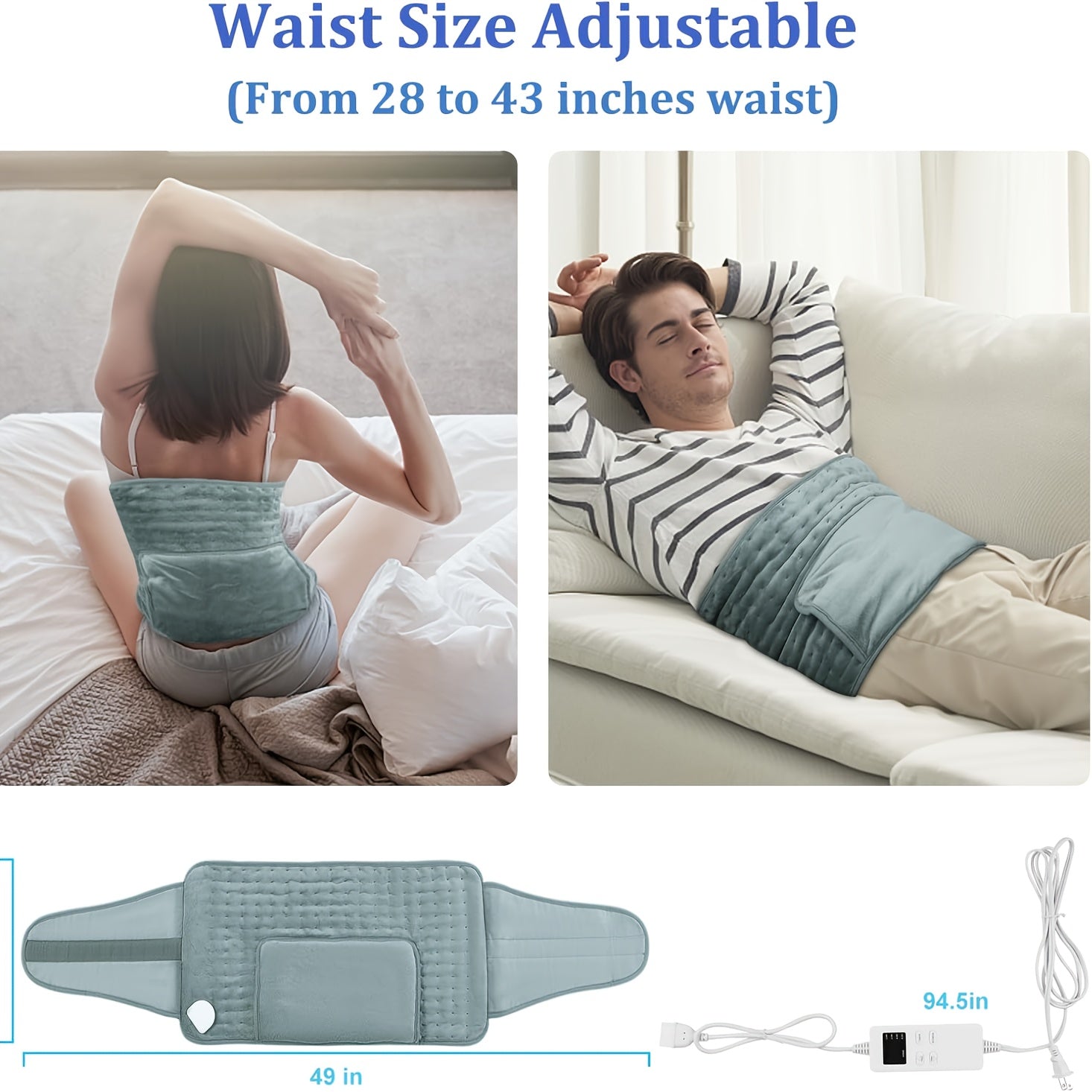 Multifunctional Heating Pad for Back, Neck And Shoulder: Multiple Heat Settings with Timer, Adjustable Strap Design, Machine Washable Fleece Fabric, Overheat Protection And Auto Shutoff, This Is An Everyday Essential for Anyone