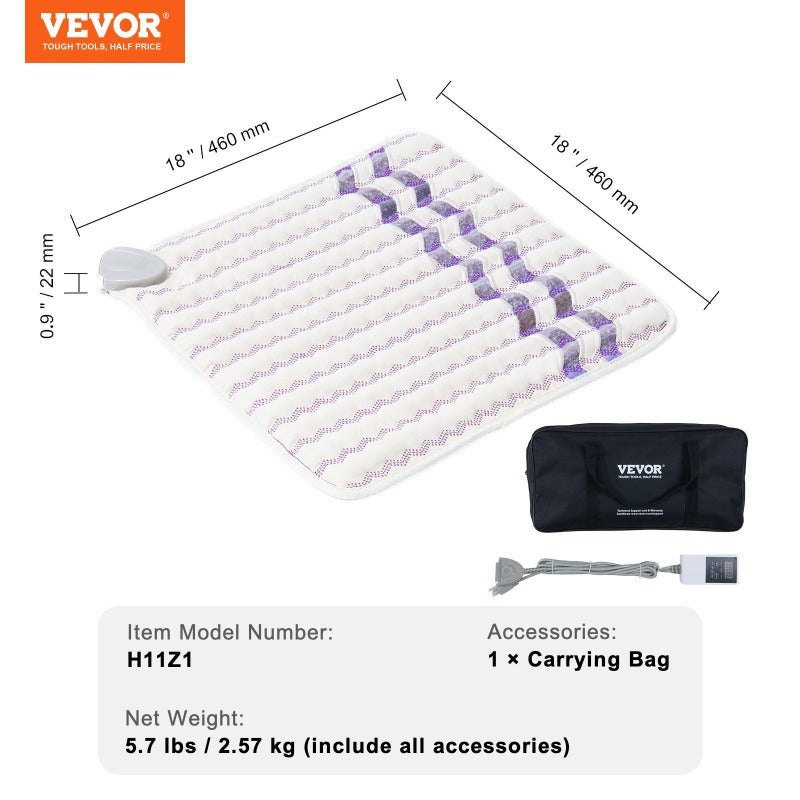 Far Infrared Heating Pad with Amethyst Gemstones & Negative Ions - 3-Speed Adjustable, 3-Color Modes (Purple/White/Black), 3-Level Intensity, 3-Color Temperature (Purple/White/Black), 3-Level Timer