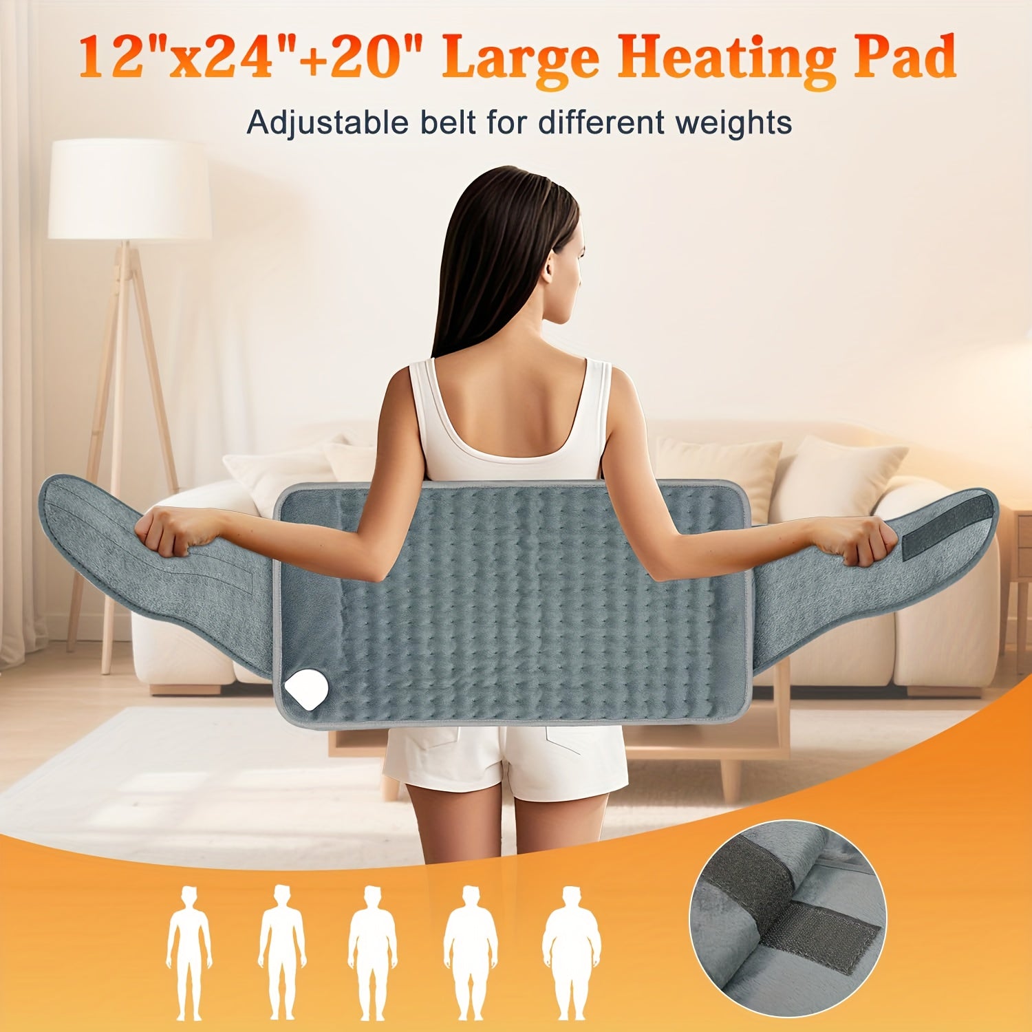 Multifunctional Heating Pad for Back, Neck And Shoulder: Multiple Heat Settings with Timer, Adjustable Strap Design, Machine Washable Fleece Fabric, Overheat Protection And Auto Shutoff, This Is An Everyday Essential for Anyone