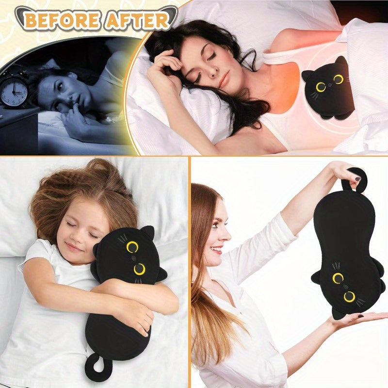 Black Cat Microwavable Heating Pad - Plush Stuffed Animal with Warmth for Cramps & Period, Menstrual Comfort, Soft Fluffy Ears & Paws, Microwaveable Heat Pad for Women & Girls, Cozy Cuddle Companion, Hand Wash Only, Ideal Gift for Cat Lovers, Cramp, Cute