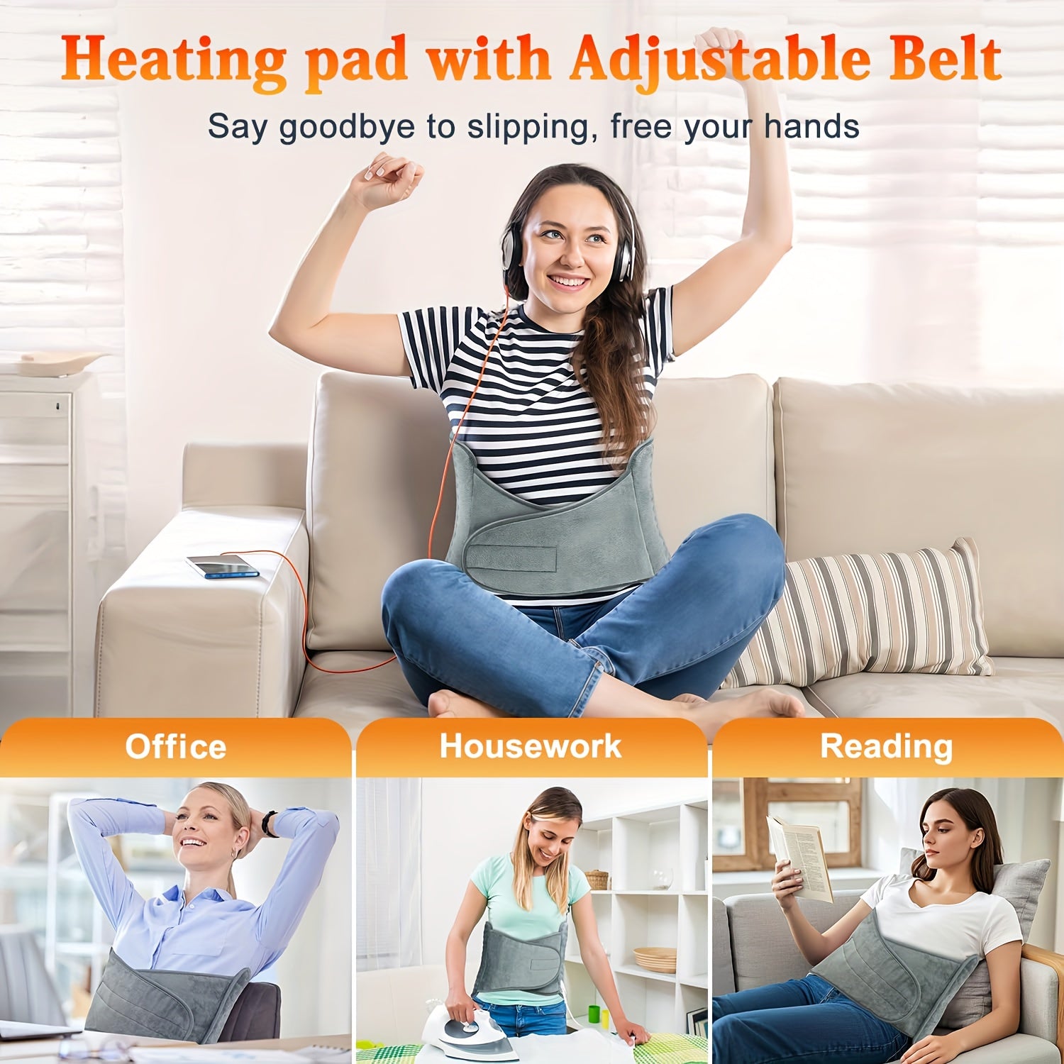 Multifunctional Heating Pad for Back, Neck And Shoulder: Multiple Heat Settings with Timer, Adjustable Strap Design, Machine Washable Fleece Fabric, Overheat Protection And Auto Shutoff, This Is An Everyday Essential for Anyone
